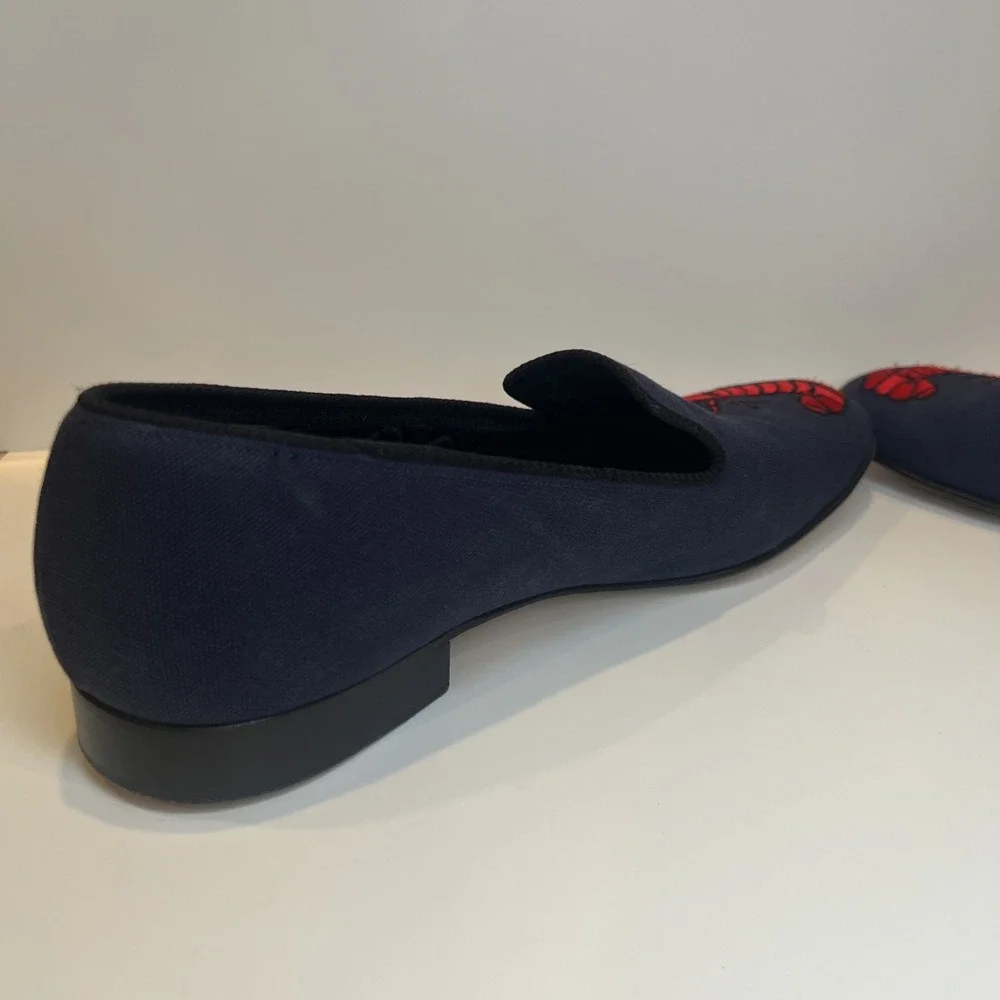 Peal & Co Brooks Brothers Lobster Embroidered Loafers‎ Made England Mens 8.5